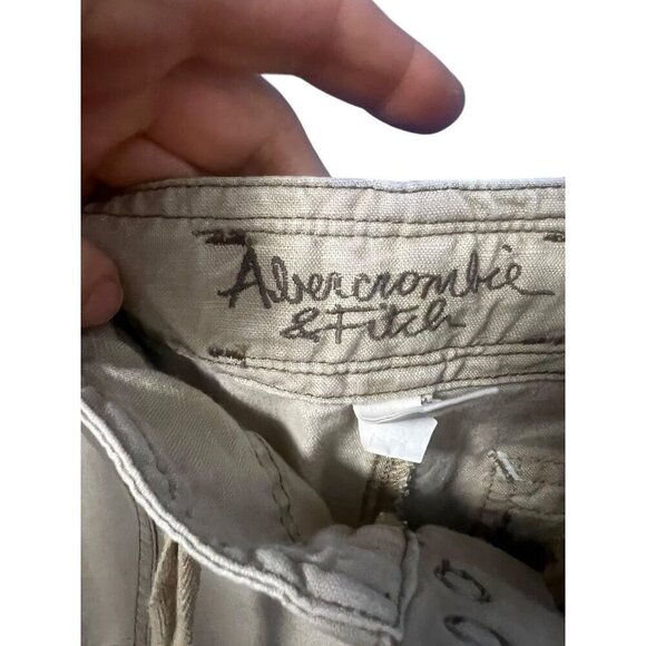 Abercrombie & Fitch Womens Beige Linen/Cotton Blend Bermuda Shorts, Beach, resor - Picture 5 of 10